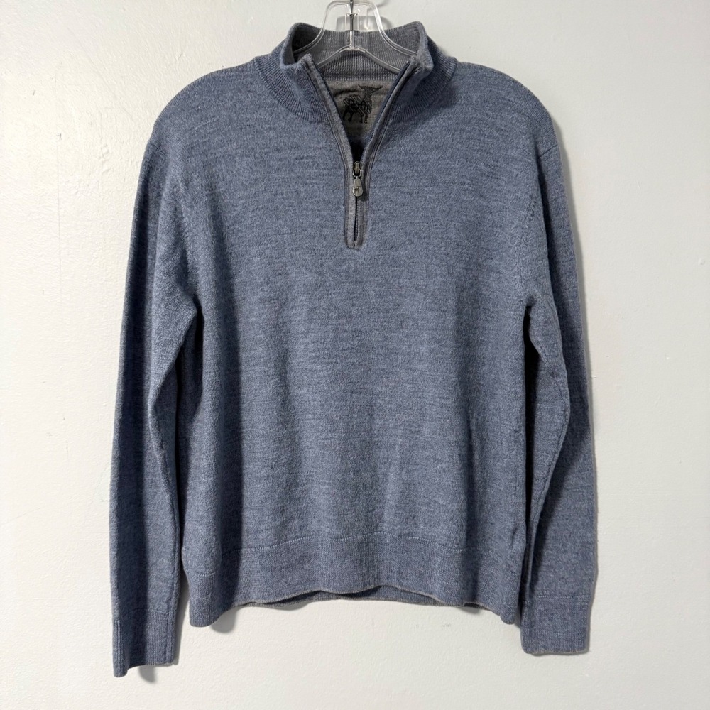 Raffi 100% Extra Fine Merino Wool 1/4 Zip Sweater Light Blue Size L